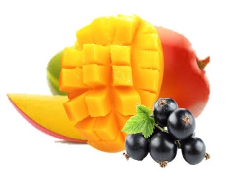 sliced mango and black currant fruit